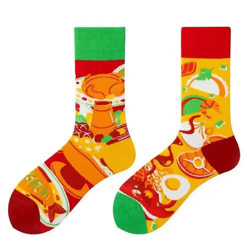 Plusock Colorful Food Print Quarter Socks - image 1