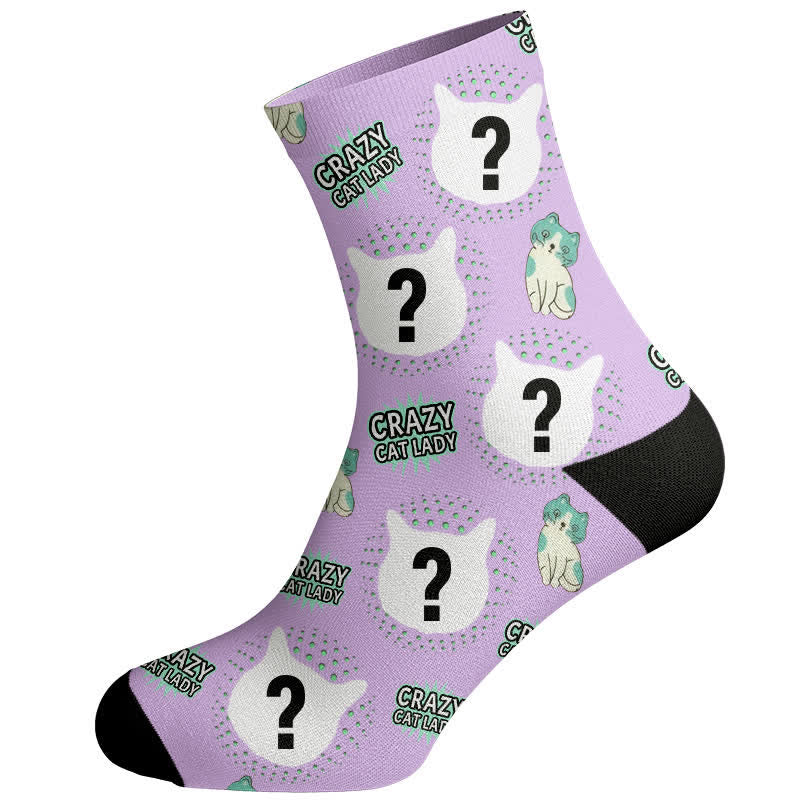 Plusock Crazy Cat Lady Custom Cat Socks - Light Purple - EU37-44(US4-10) - image 9