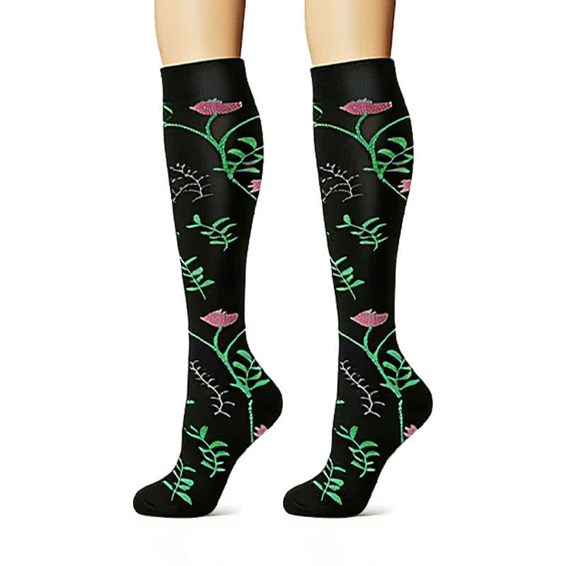 Plusock Floral Garden Embroidered Compression Socks(6 Pairs) - image 6