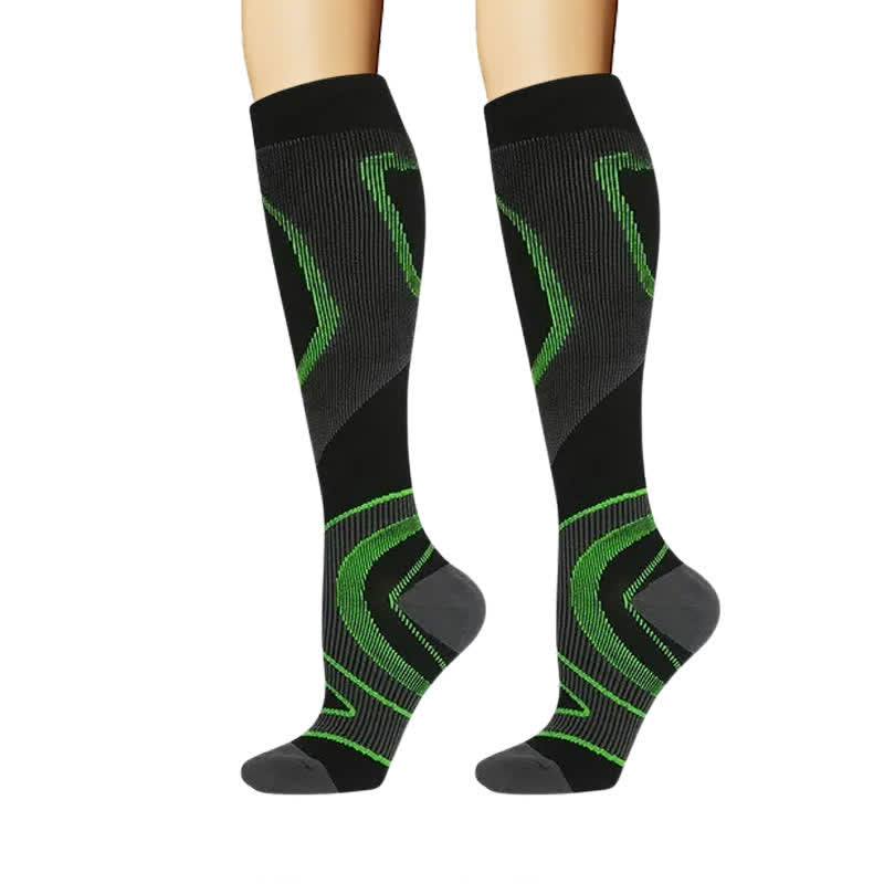 Plusock Sporty Geometric Line Compression Socks(4 Pairs) - Black - L/XL - image 4