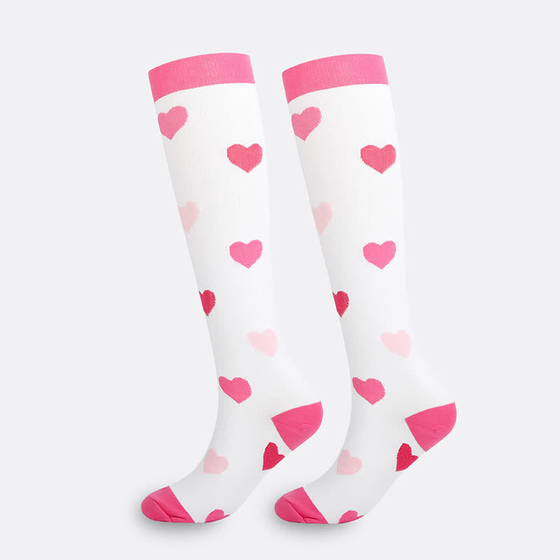 Plusock Pink Heart Knee High Compression Socks(3 Pairs) - Pink - S/M - image 3