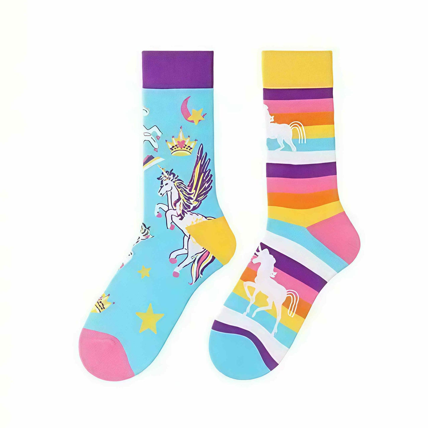 Plusock Rainbow Unicorn Quarter Socks - image 1