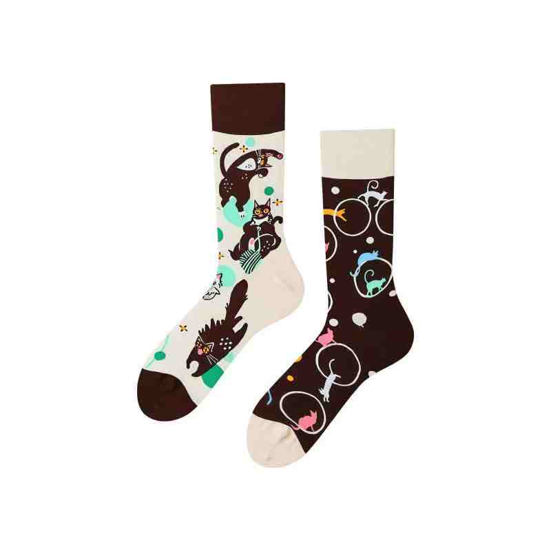 Plusock Playful Cat Cartoon Quarter Socks - image 1