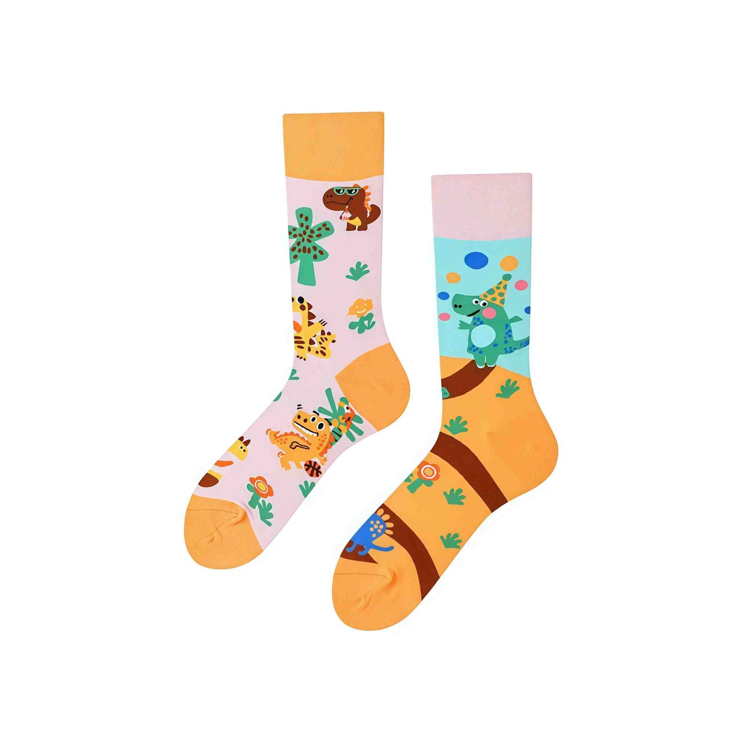 Plusock Playful Dinosaur Cartoon Quarter Socks - image 1