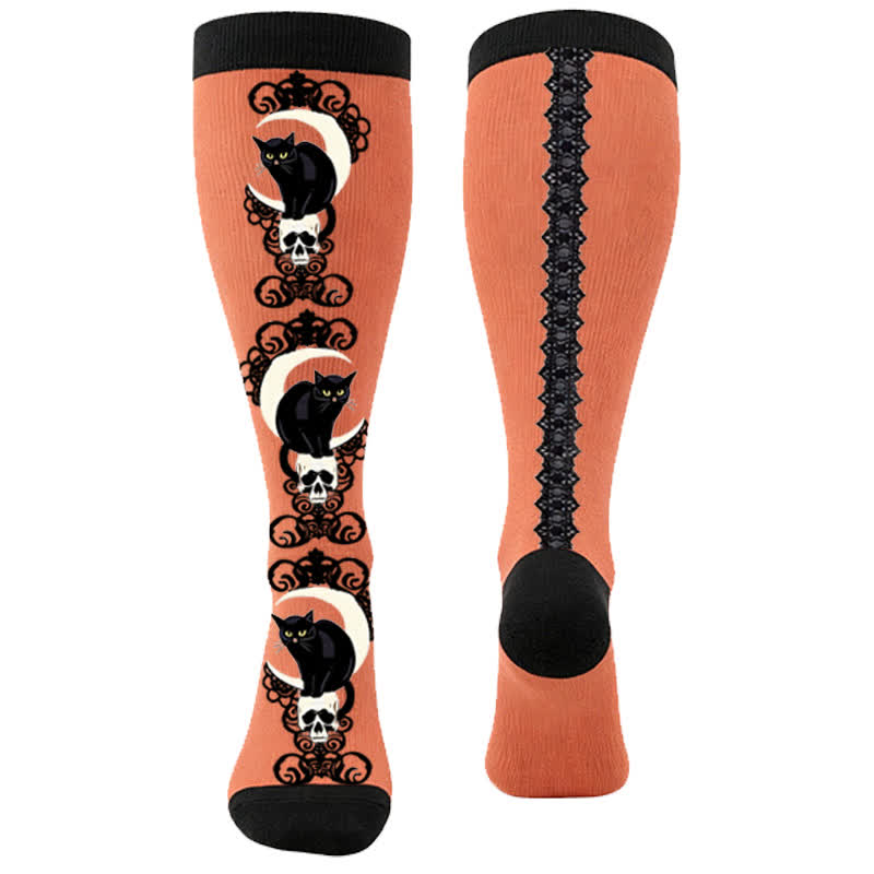 Plusock Plus Size Cat KneeHigh Compression Socks - Orange (1 Pair) - 4XL - image 8