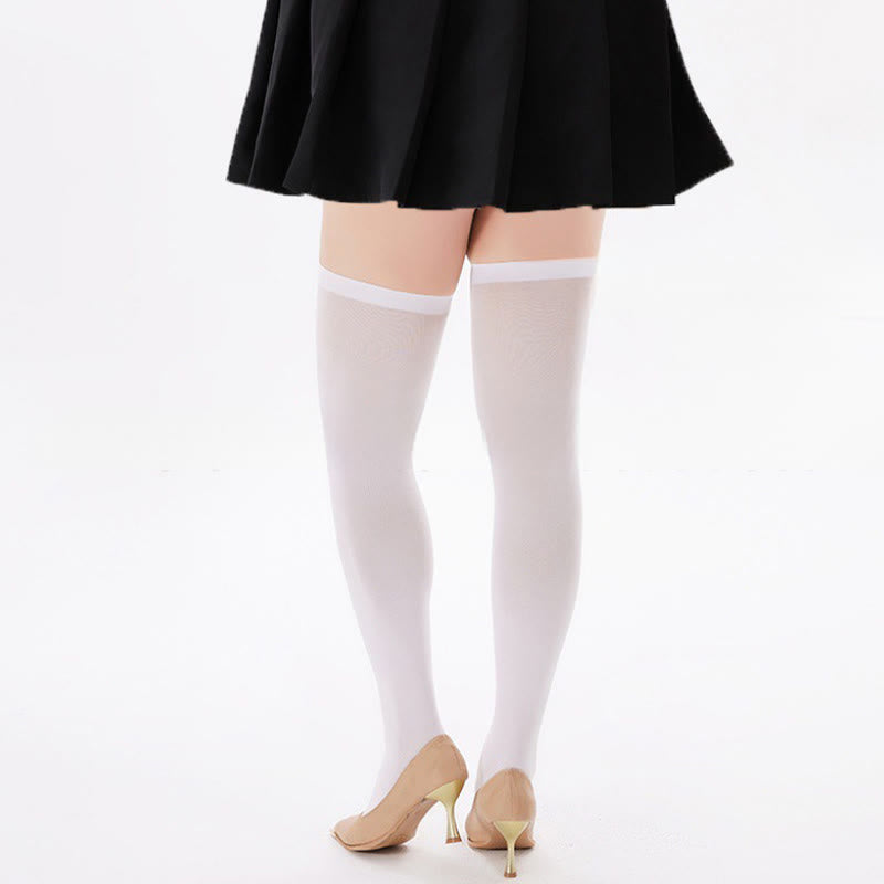 Plusock Solid Color Shaping Thigh High Socks(2 Pairs) - image 9
