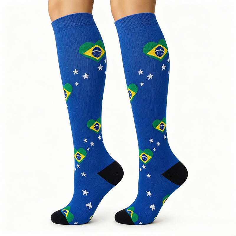 Plusock Union Flag Sport Compression Socks(6 Pairs) - Blue - S/M - image 6