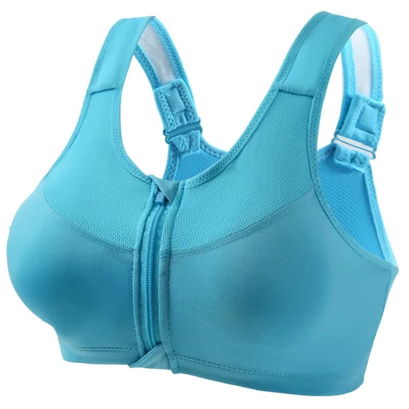 Plusock Front Zip Support Sport Wireless Bra(2 Packs) - Blue - 5XL - image 12