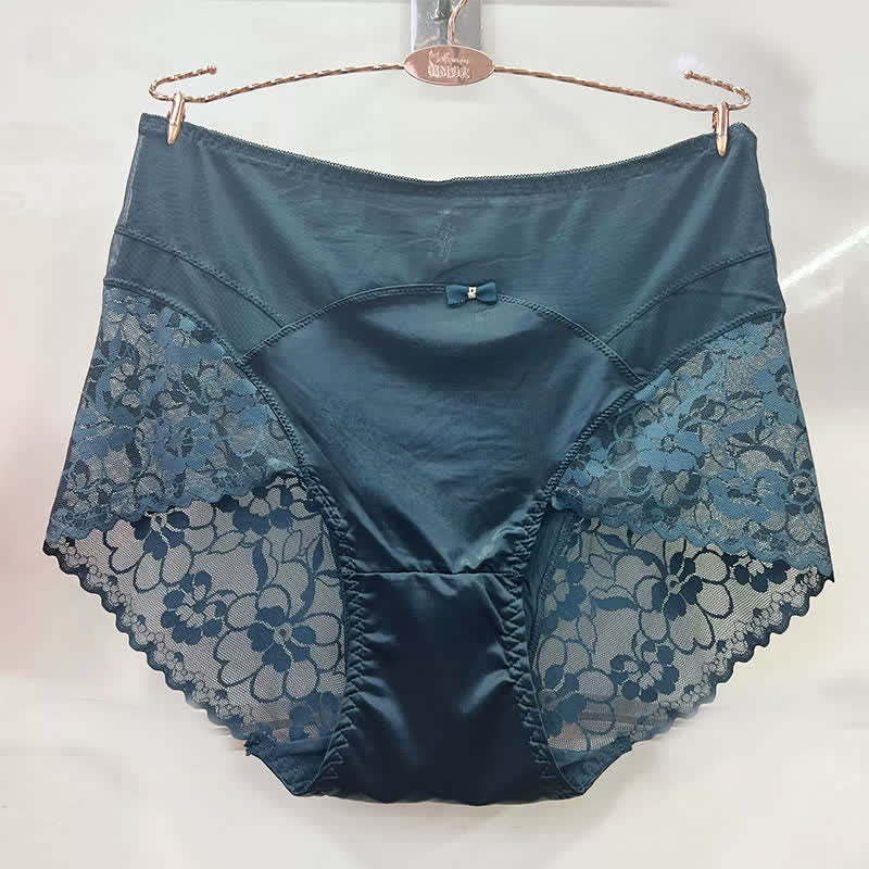 Plusock Satin Lace High Waist Panty - Dark Green - XXXL - image 6