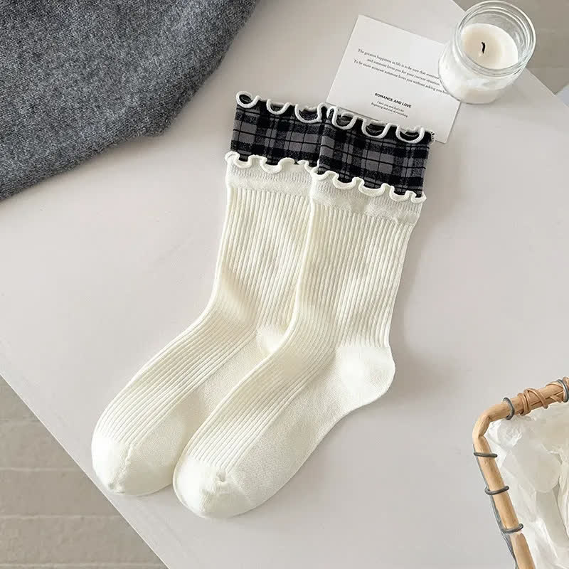 Plusock Ruffle Ribbed Cotton Quarter Socks(5 Pairs) - image 7