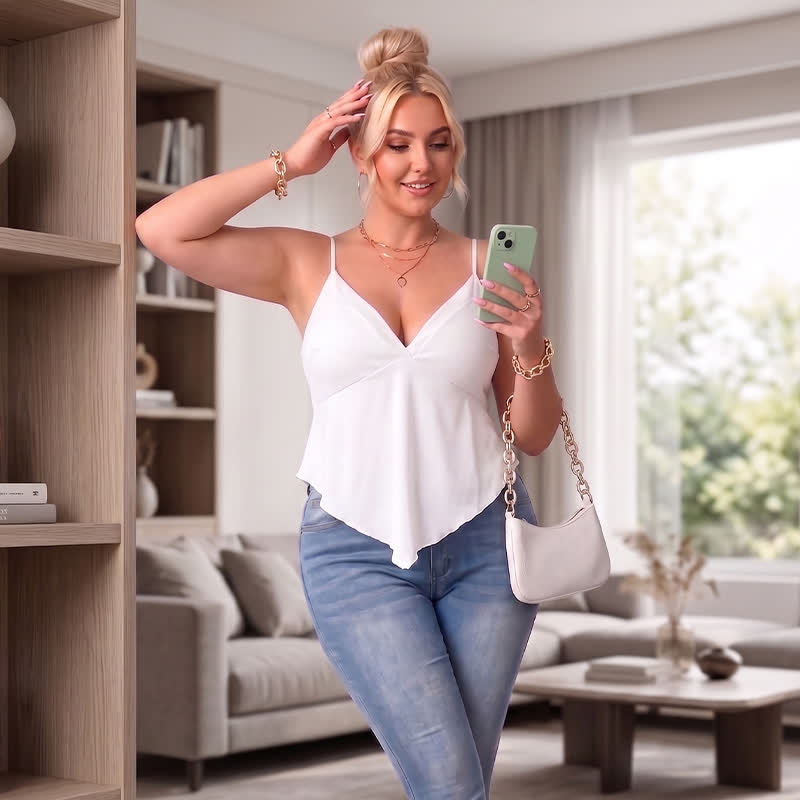 Plusock Plus Size Open Back V Neck Tank Top - image 3