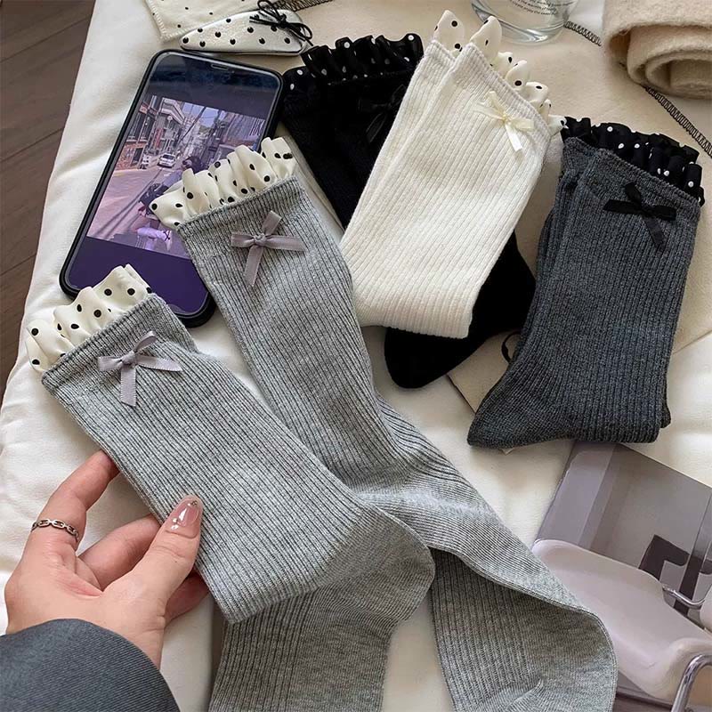 Plusock Sweet Ruffle Ribbed Socks(4 Pairs) - image 5