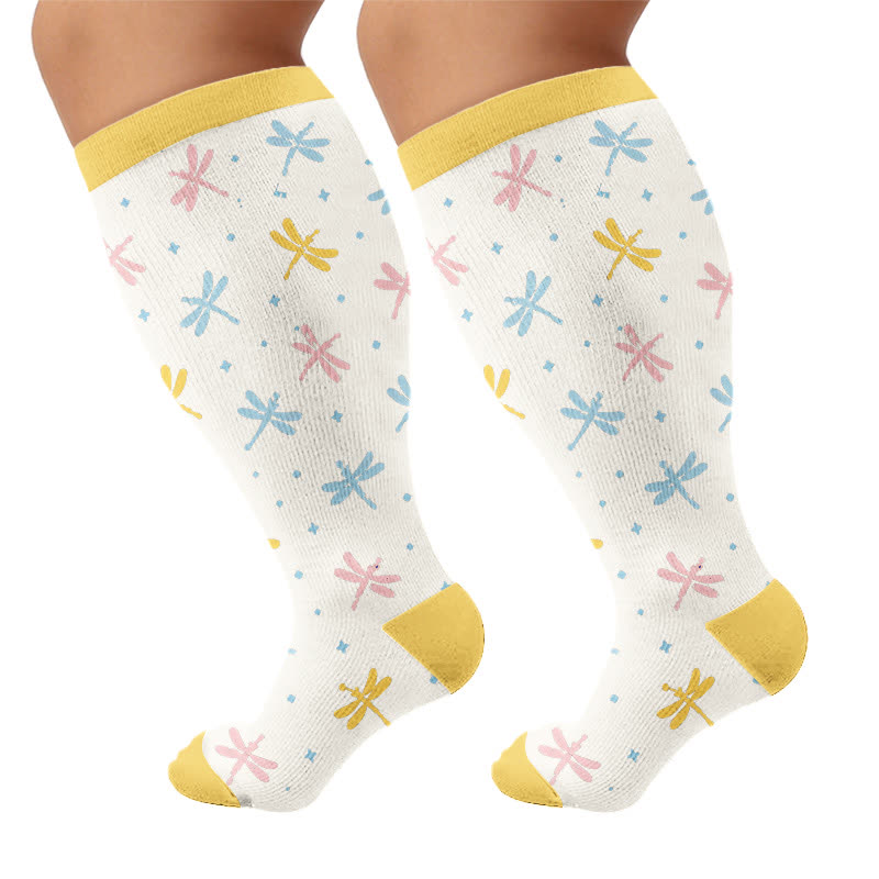Plusock Plus Size Pastel Garden Compression Socks - Beige(1 Pair) - 4XL - image 10