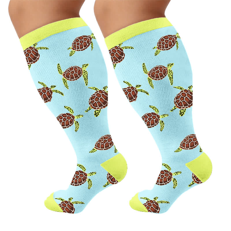 Plusock Plus Size Animal Compression Socks - Yellow(1 Pair) - 4XL - image 10