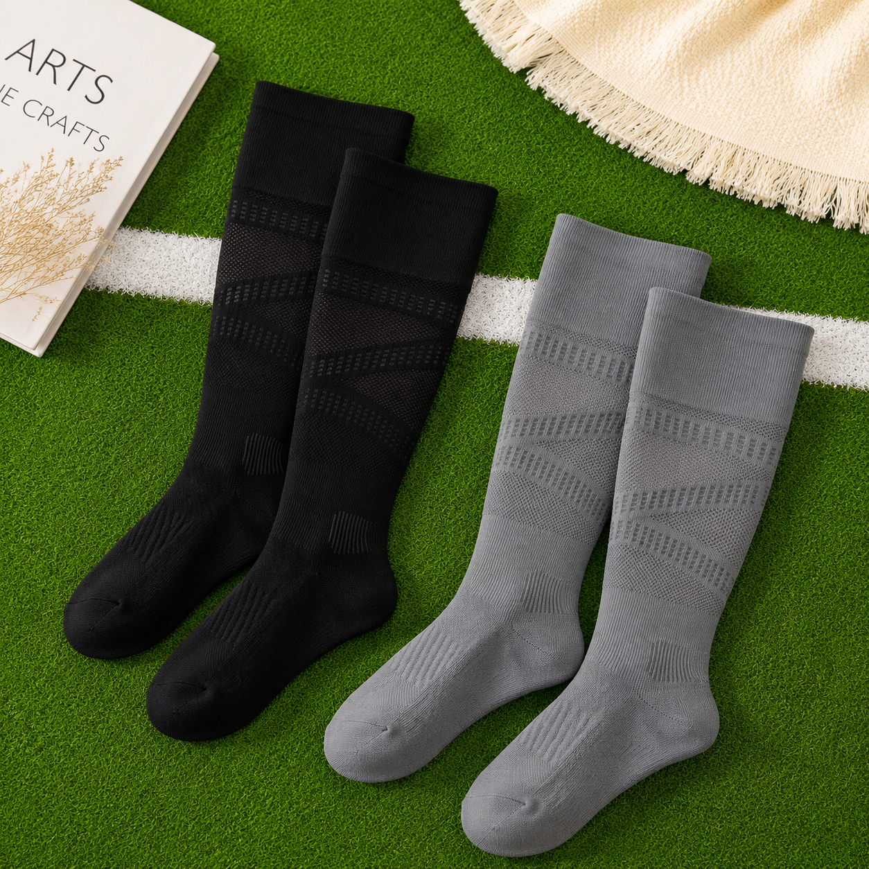 Plusock Mesh Stripe Compression Socks(2 Pairs) - Black+Dark Grey - EU36-39(US3-6) - image 10