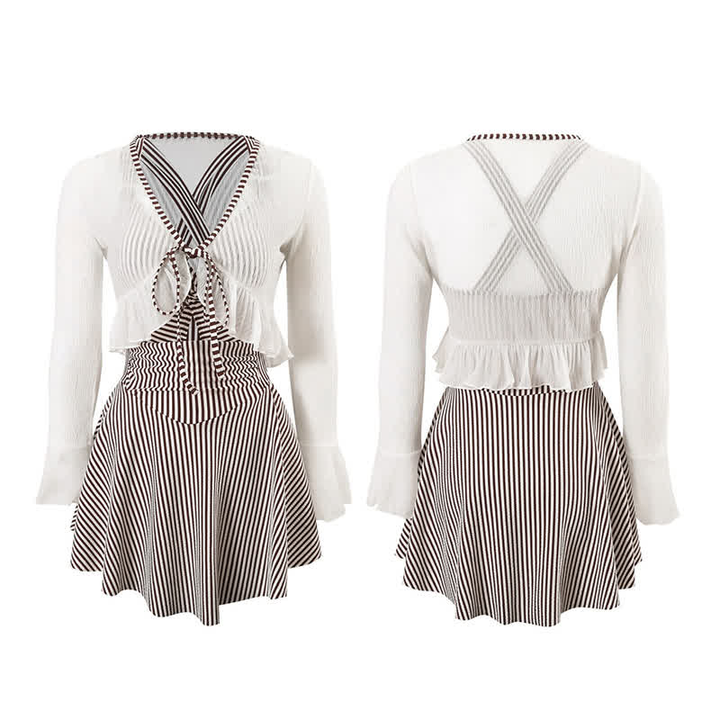 Plusock Stripe Ruched V Neck Swim Dress - image 8