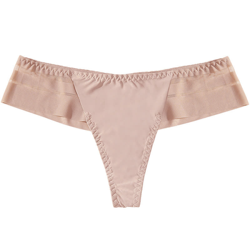 Plusock Lightweight Sheer Mesh Thong Panties(3 Packs) - Khaki - XL - image 11