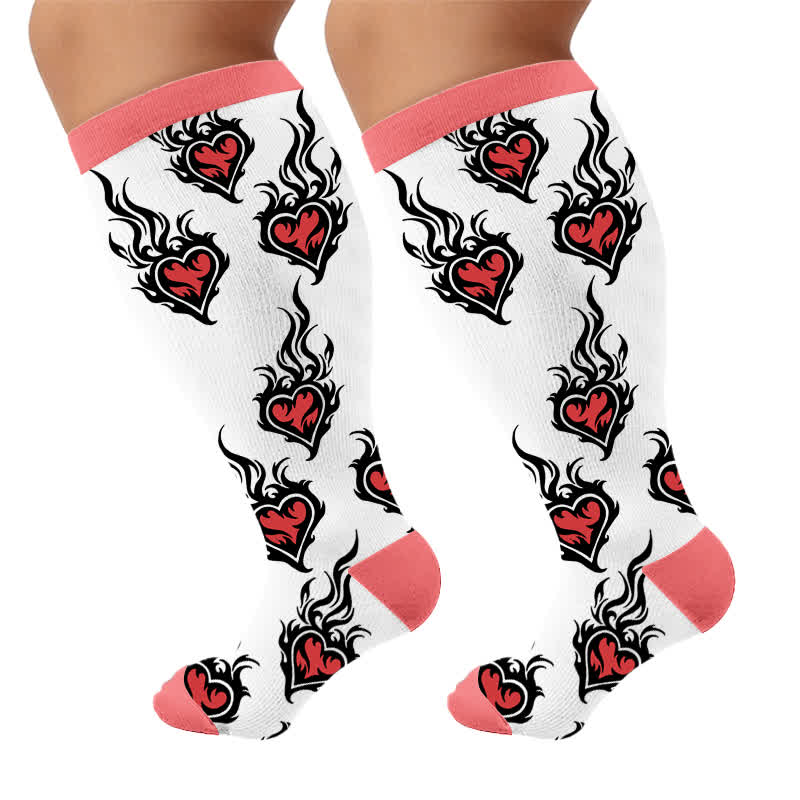 Plusock Plus Size Devil Skull Heart Compression Socks - image 10