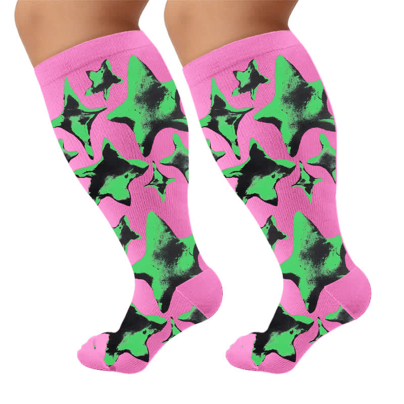 Plusock Plus Size Neon Star Compression Socks - image 10