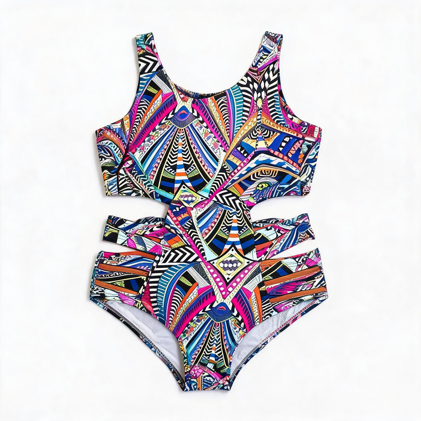 Plusock Tribal Geo Print High Waist One-Piece Swimsuit - image 9
