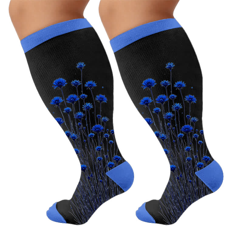 Plusock Plus Size Midnight Tulip Compression Socks - image 10
