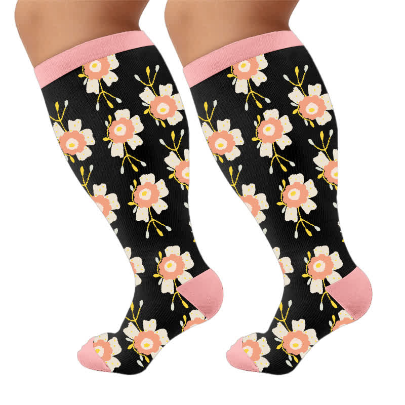 Plusock Plus Size Floral Bee Compression Socks - image 10