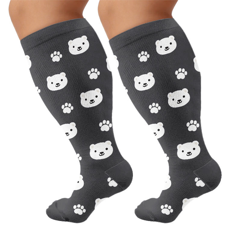 Plusock Plus Size Cute Bear Compression Socks - Dark Grey - 4XL - image 10