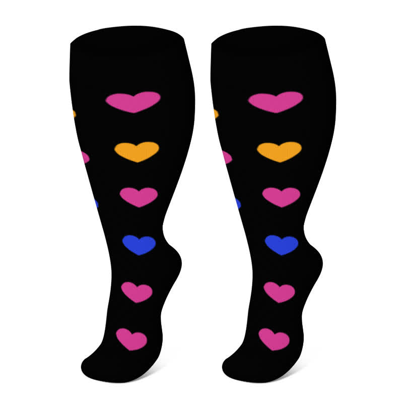 Plusock Plus Size Heart Pop Dot Compression Socks(3 Pairs) - Heart - 4XL - image 6