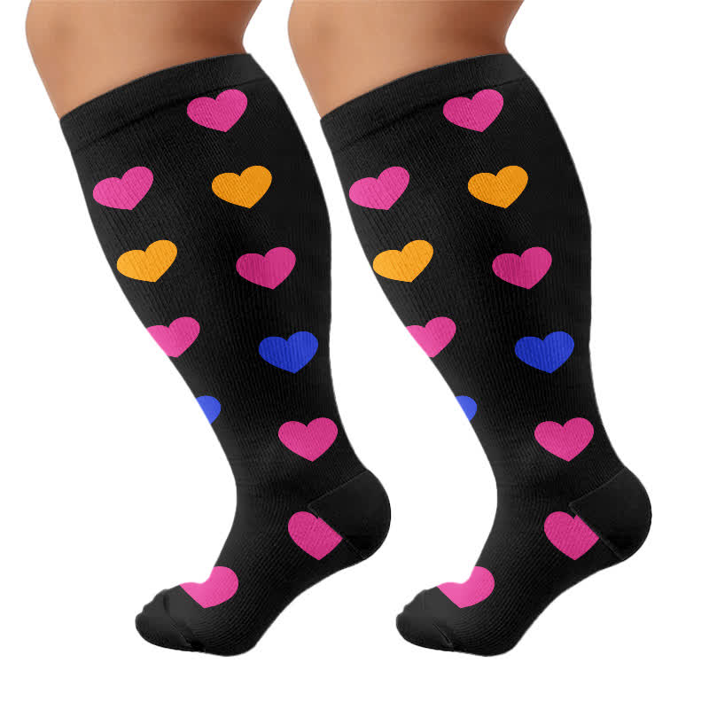 Plusock Plus Size Heart Pop Dot Compression Socks - Heart - 4XL - image 9