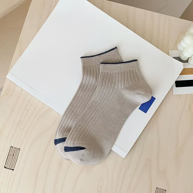 Plusock Casual Ribbed Bamboo Ankle Socks (5 Pairs) - Khaki - EU36-44(US3-10) - image 15