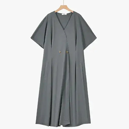 Plusock Plus Size Batwing Short Sleeve Loose Fit Pocket Summer Dresses – plusock