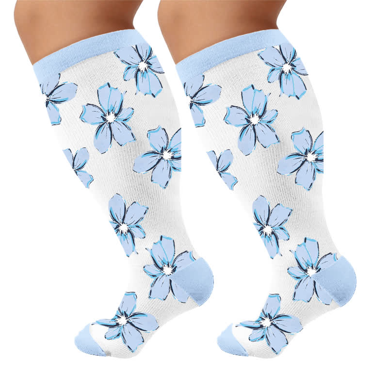 Plusock Plus Size Blush Floral Compression Socks - image 10
