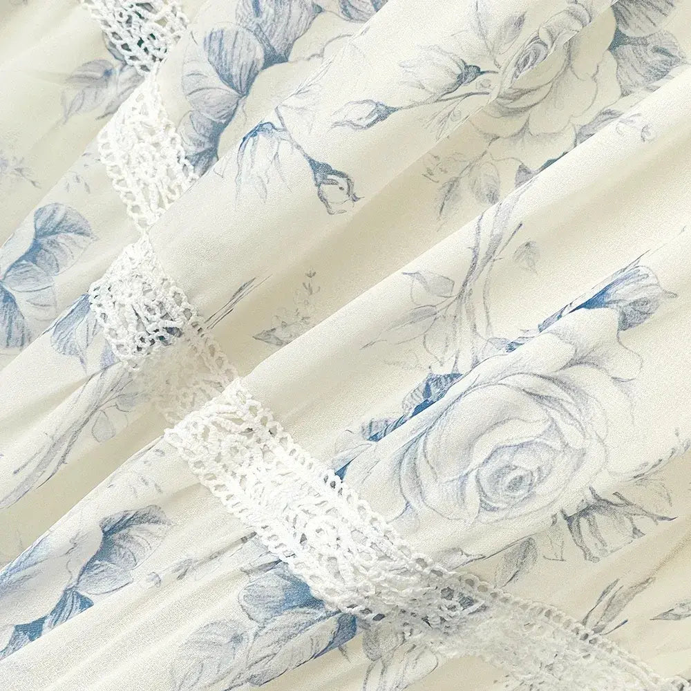 Plusock Square Neck Puff Short Sleeve Lace Trim Tiered Summer Dress - image 4