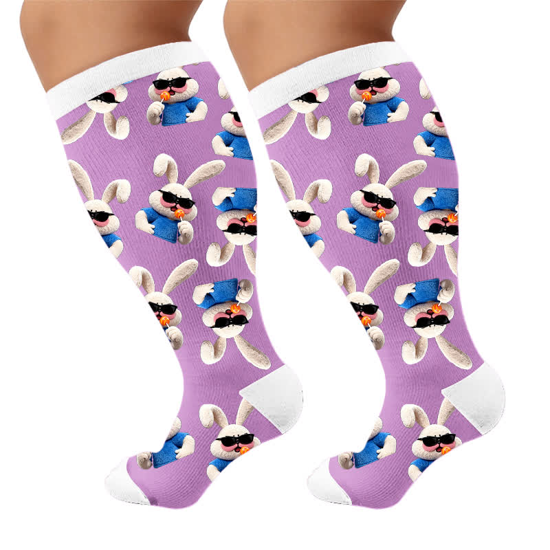 Plusock Plus Size Patchwork Rabbit Compression Socks - image 10