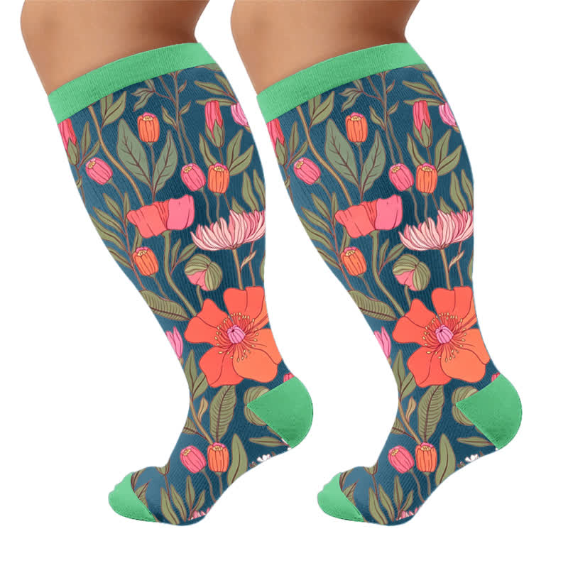 Plusock Plus Size Rose Garden Compression Socks - image 10