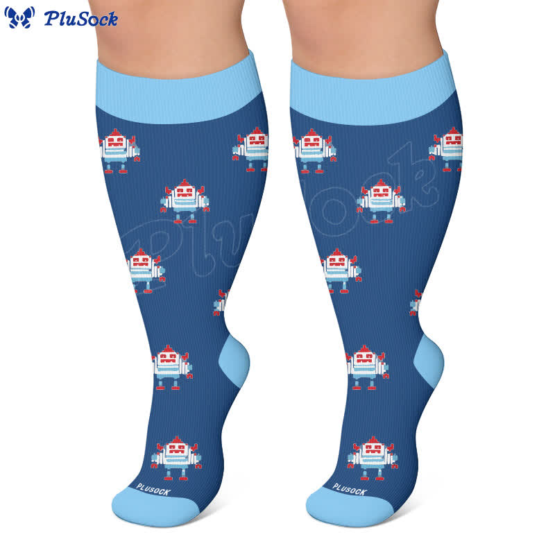 Plusock Plus Size Music Robot Compression Socks - image 10