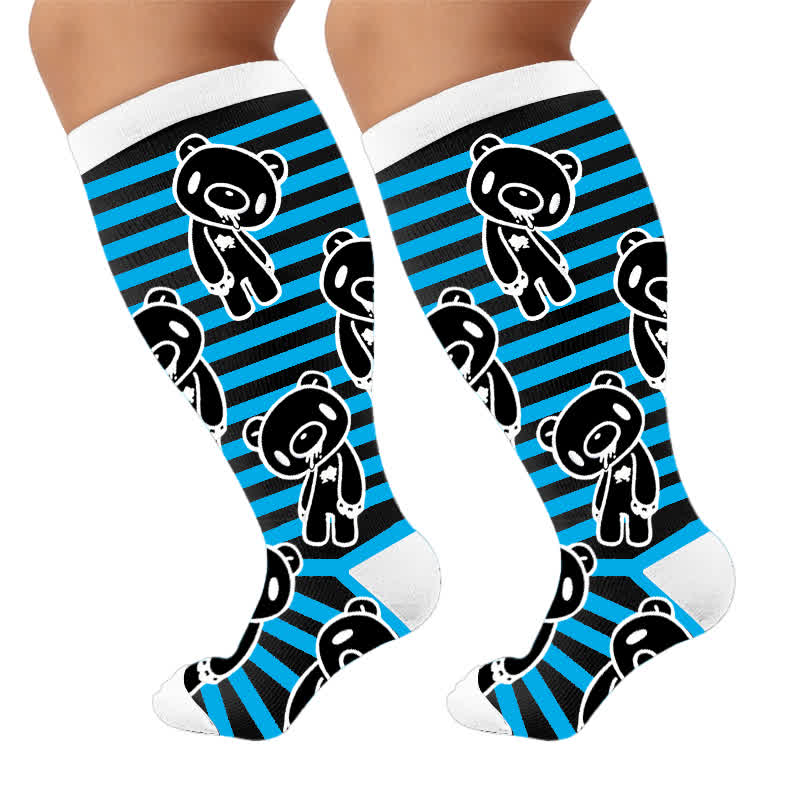 Plusock Plus Size Red Stripe Bat Skull Compression Socks - image 10