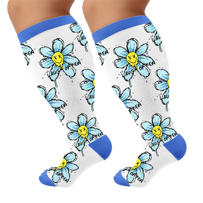 Plusock Plus Size Doodle Floral Compression Socks - image 10