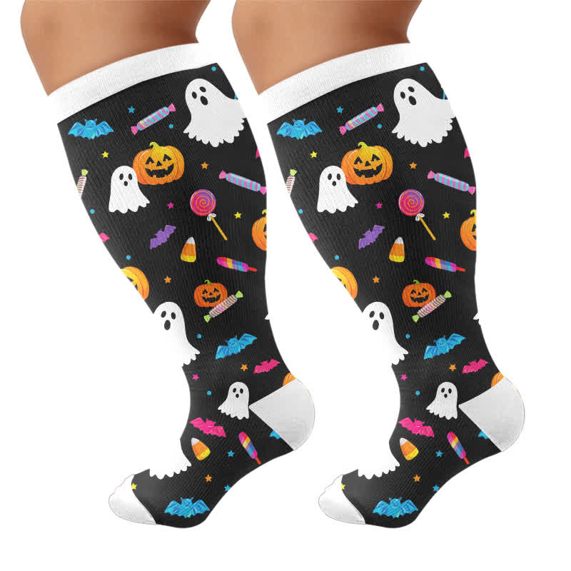 Plusock Plus Size Lavender Bear Compression Socks - Black - 4XL - image 10