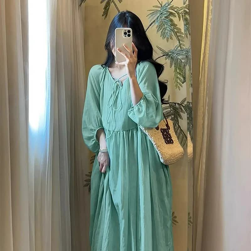 Plusock Breezy Tencel Tie Neck Maxi Dress - image 4