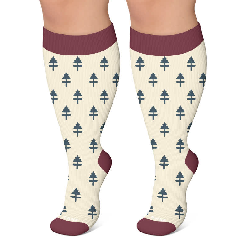 Plusock Plus Size Pink Stripe Compression Socks - Beige - 4XL - image 5
