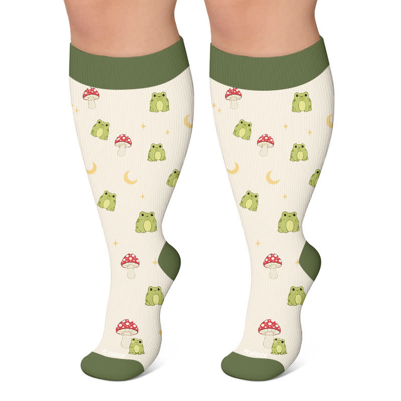 Plusock Plus Size Mushroom Frog Compression Socks - Beige - 4XL - image 6