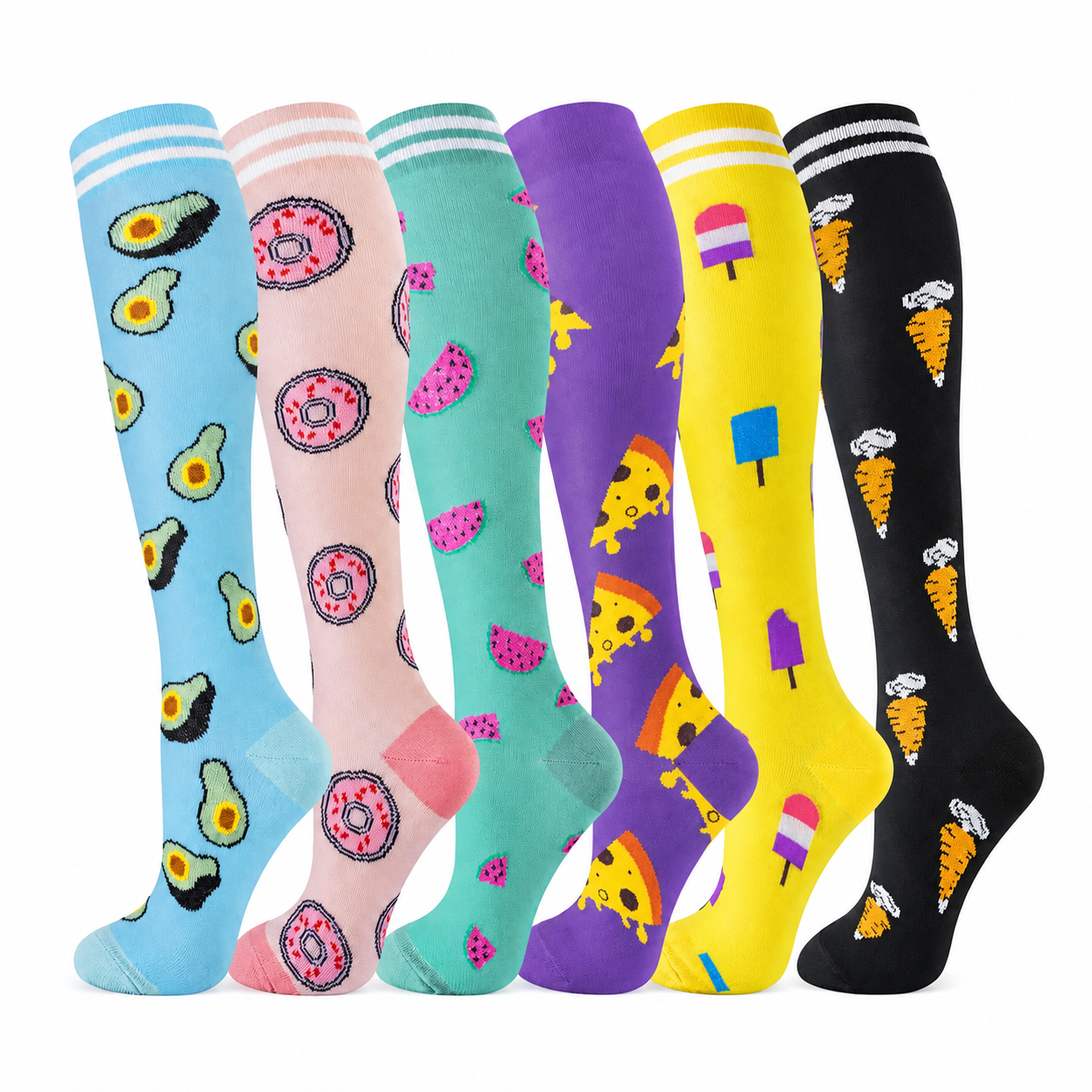 Plusock Food Print Compression Socks(6 Pairs) - image 3