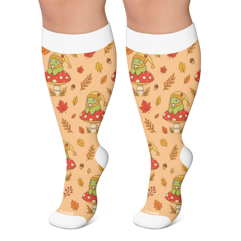 Plusock Plus Size Seasonal Frog Garden Compression Socks - Orange - 4XL - image 5