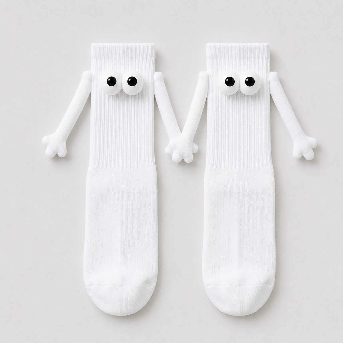 Plusock Playful 3D Eye Magnetic Hand Holding Quarter Socks(2 Pairs) - White - EU36-42(US3-8.5) - image 7