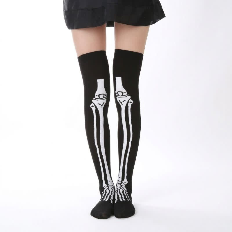 Plusock Halloween Skeleton Fun Over Knee Thigh Socks (3 Pairs) - C - EU36-43 (US3-9) - image 3