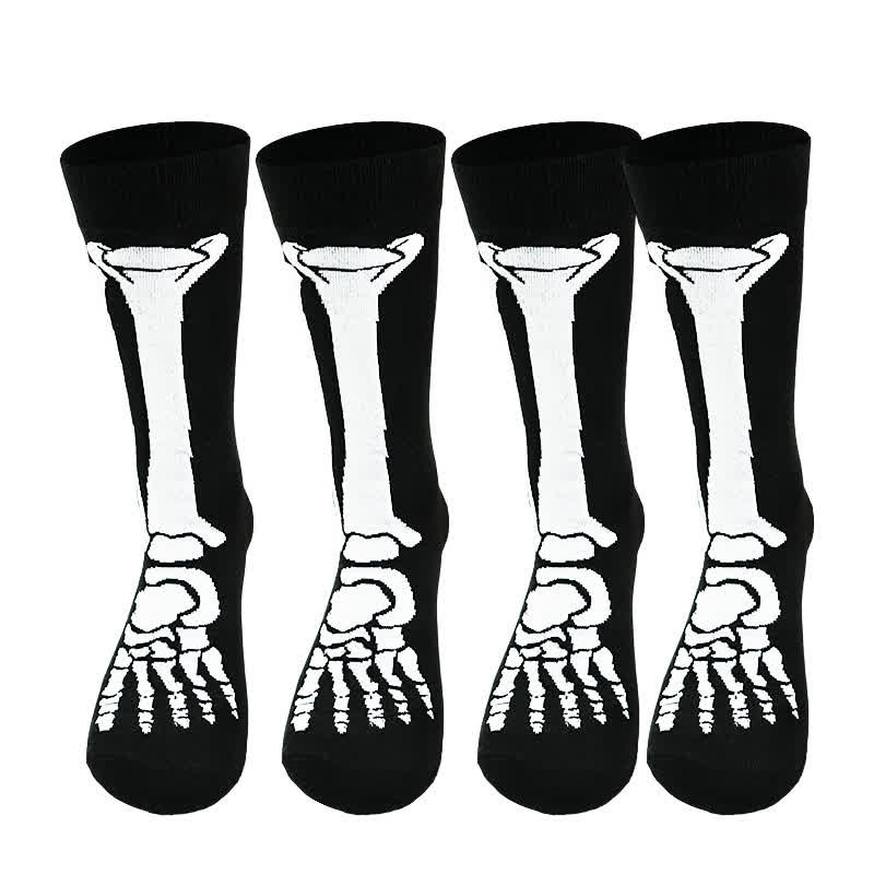 Plusock Halloween Skeleton Print Cotton Crew Socks (3 Pairs) - image 6