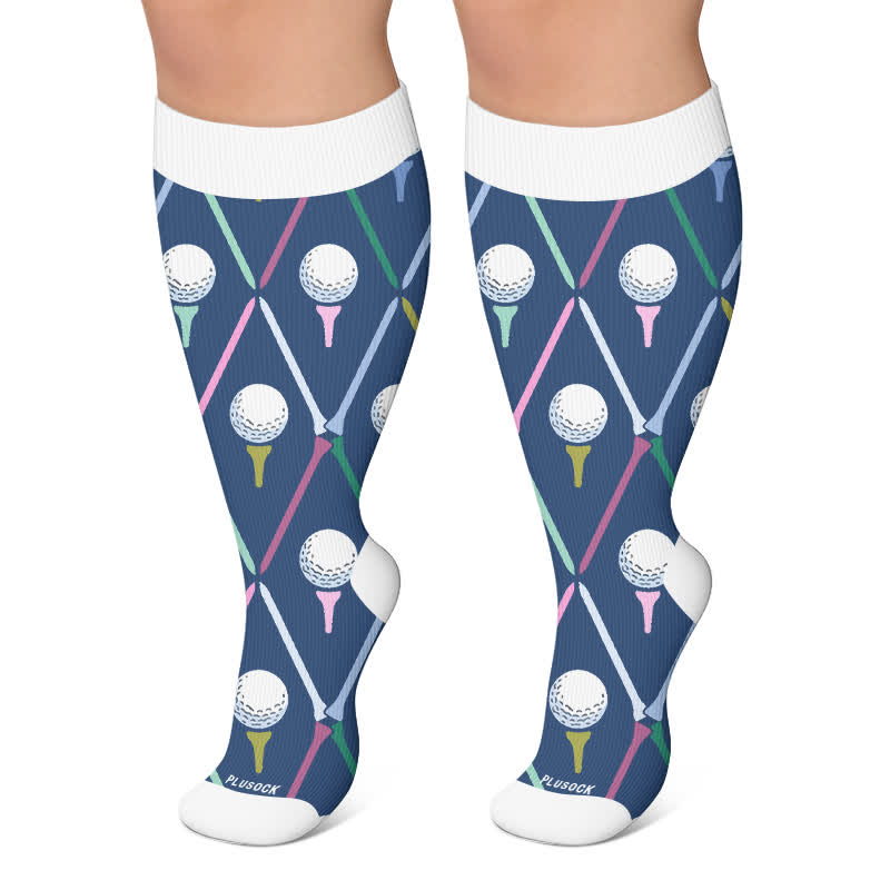 Plusock Plus Size Tennis Racket Compression Socks - Dark Blue - 4XL - image 6