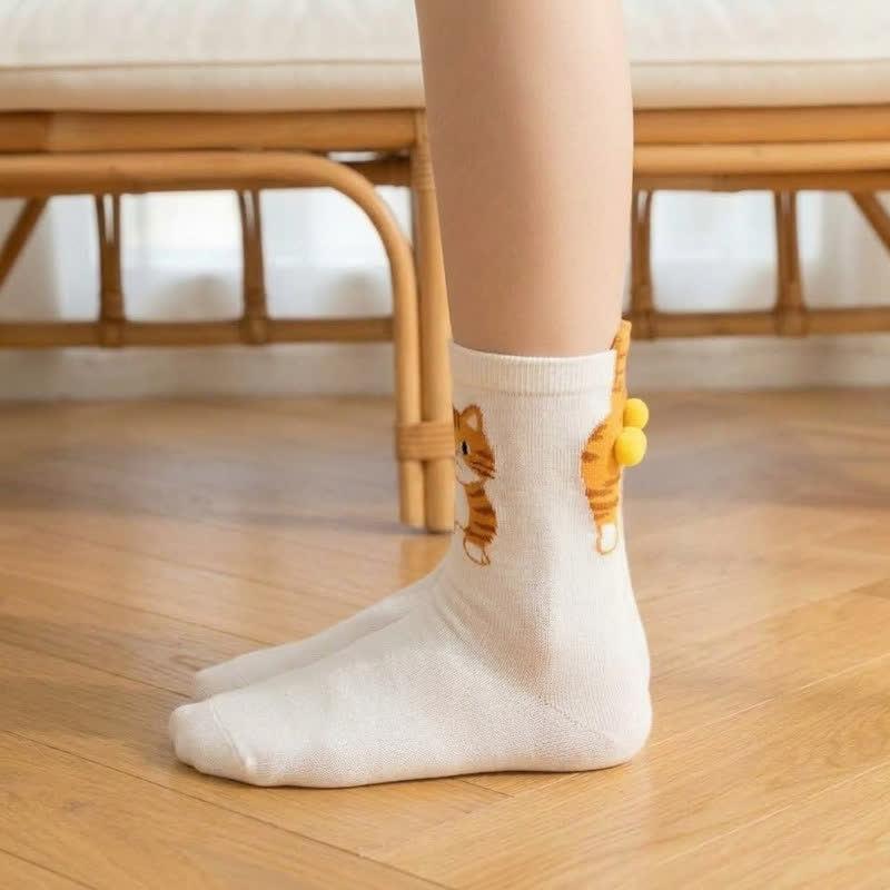 Plusock Cute Cat Quarter Sock (3 Pairs) - image 4