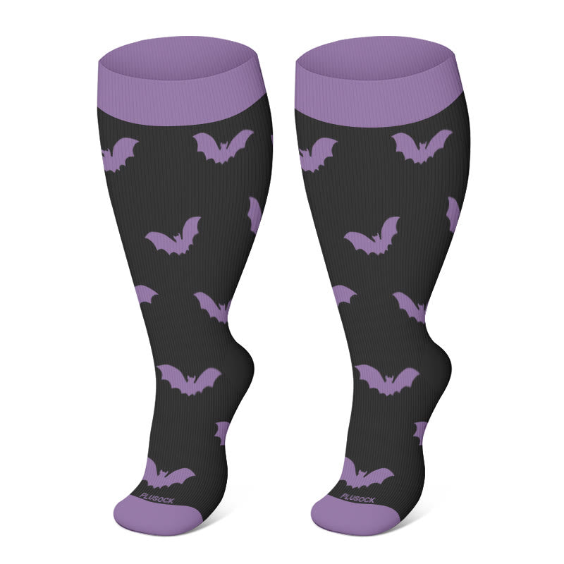 Plusock Plus Size Cat Bat Circulation Compression Socks - Purple - 4XL - image 1